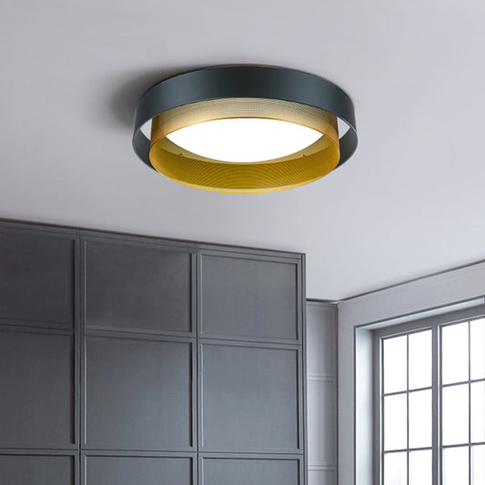 Arisha Modern Ring Metal/ Flush Mount Ceiling Light, White/Black