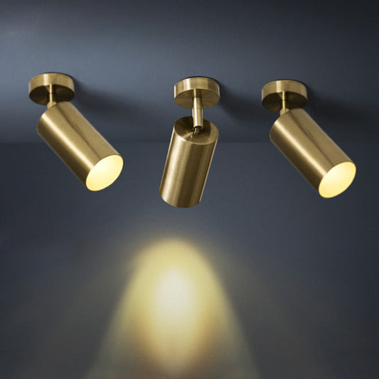 Aria Moderno Gold Cylinder Spotlight Background Flush Mount Ceiling Light, Metal