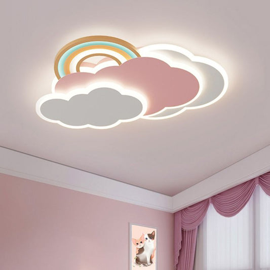 Aria Modern Cloud/Rainbow Flush Mount Ceiling Light Pink/White