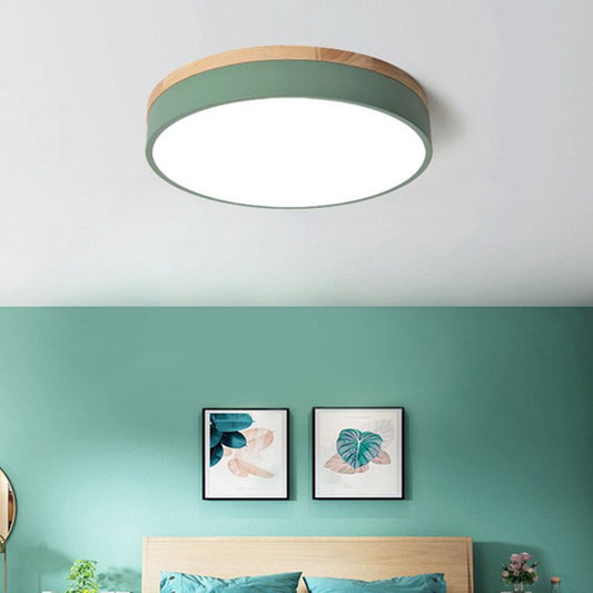 Aria Nordic LED Round Flush Mount Ceiling Light Wood Color