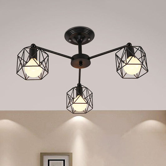 Arisha Black Semi-Flush Mount Ceiling Light