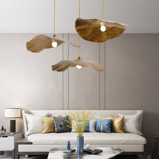Arisha Natural Lotus Leaf Metal Pendant Light