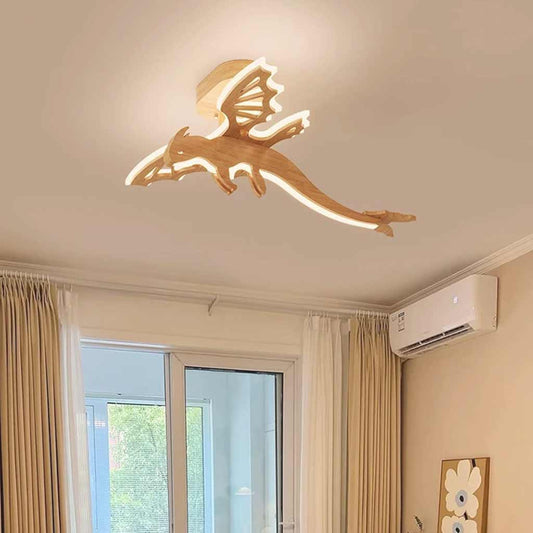 Ceiling Light Wood Dinosaur LED Dimmable for Kids Room