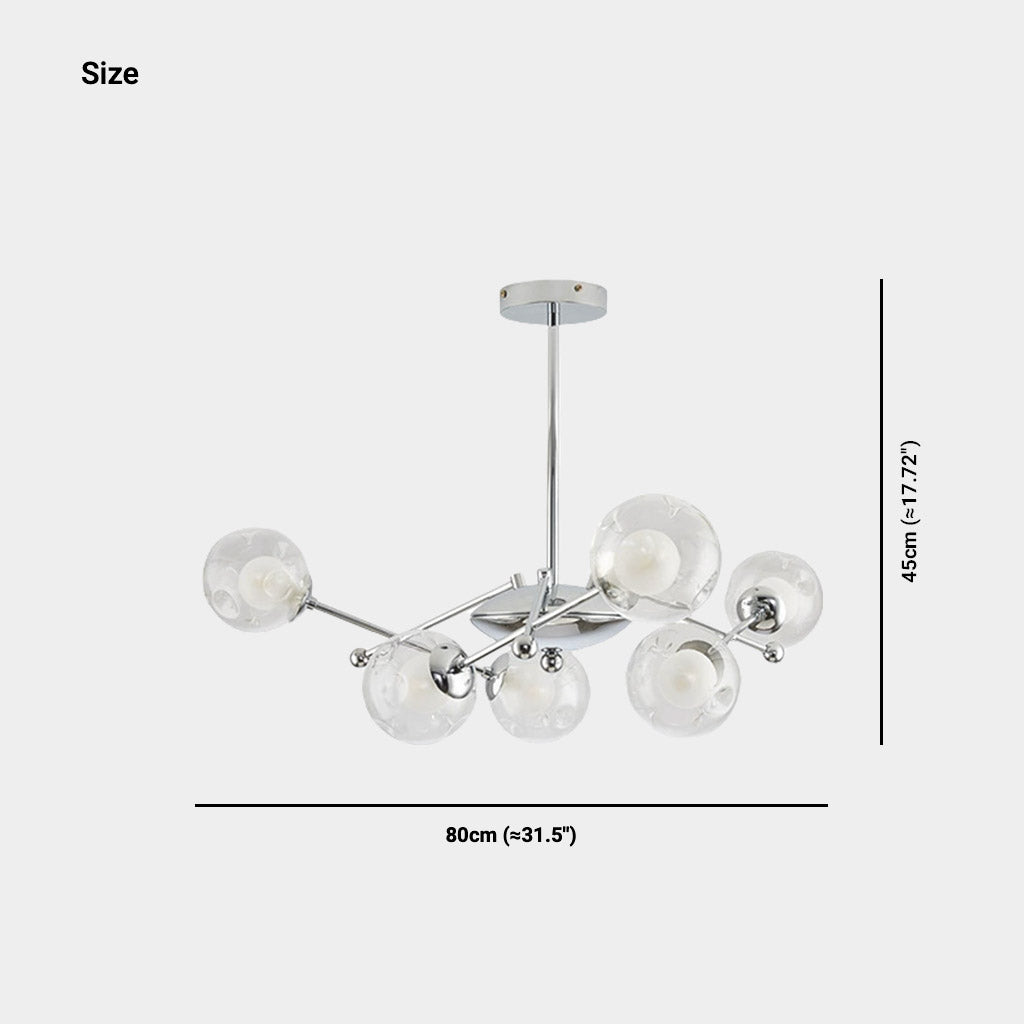 Chandelier Nordic Iron Glass Ball Sputnik, Chrome