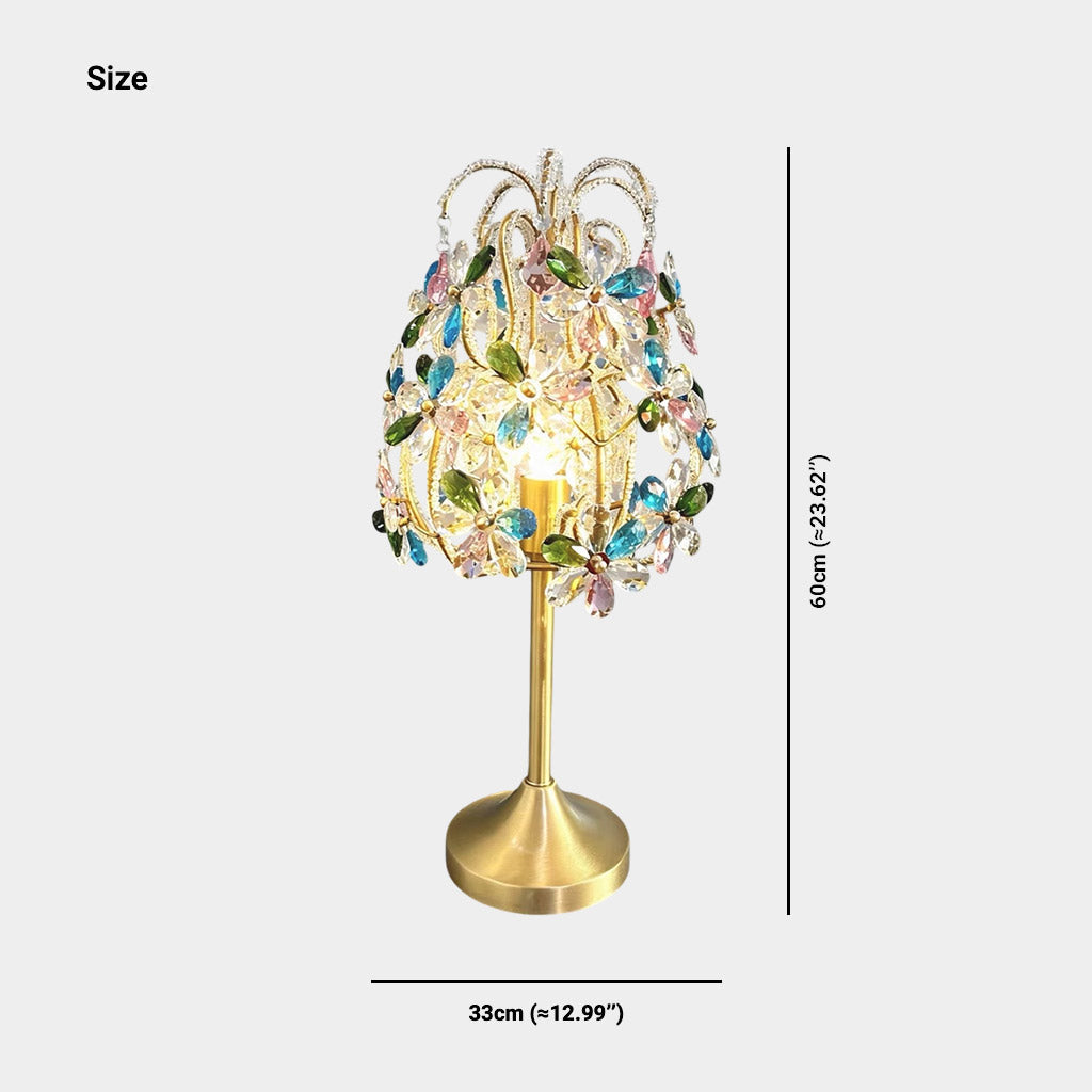 Crystal Flower Table Lamp with Brass Lampbody