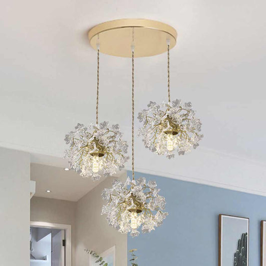 Ceiling / Pendant Light French Floral Brass Crystal