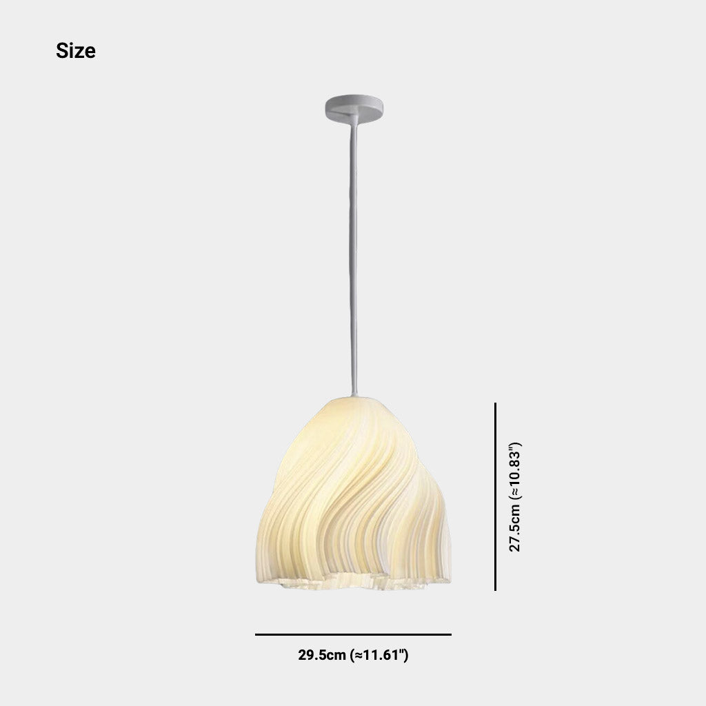 Pendant Light Nordic 3D Printed Pleated Acrylic Small Indoor, White