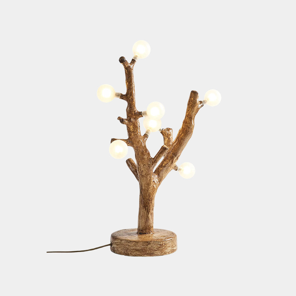 Tree Branch Table Lamp Glass Globe, Resin