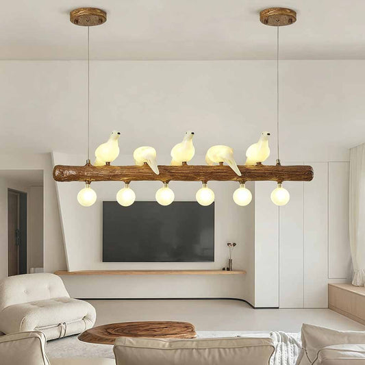 Vintage Bird Pendant Light Linear Branch Resin