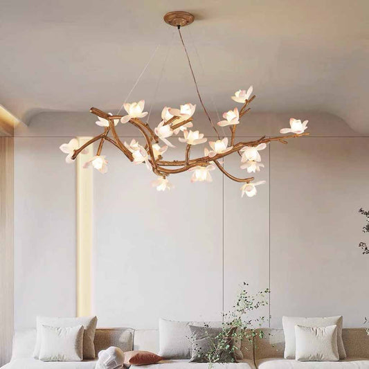 Vintage Tree Branch Lotus Flower Chandelier