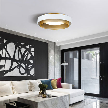 Arisha Modern Ring Metal/ Flush Mount Ceiling Light, White/Black