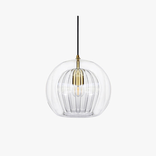 June Glass Globe Pendant Light Clear &Amber