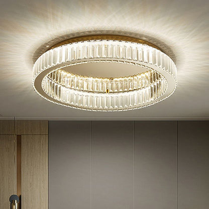 Kristy Modern Art Deco Circular Crystal Flush Mount Ceiling Light Gold