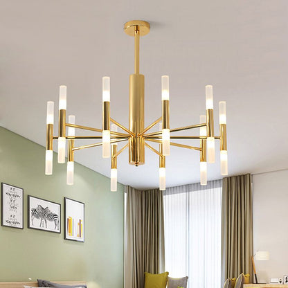 Kristy Modern Cylindrical Metal Chandelier, Gold