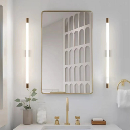 Arisha Modern Gold Mirror Front Vanity Wall Lamp, Metal/