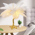 Bedside Table Lamp Decorative Tree Ostrich Feather, 3 Colors