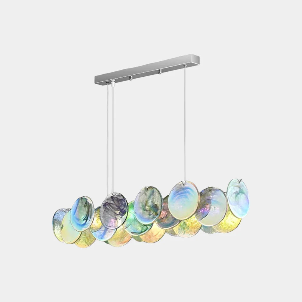 Chandelier Romantic Murano Glass Disc, Pink / Green