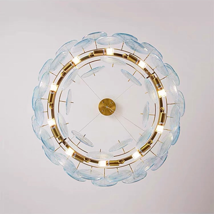 Chandelier Romantic Murano Glass Disc, Pink / Green