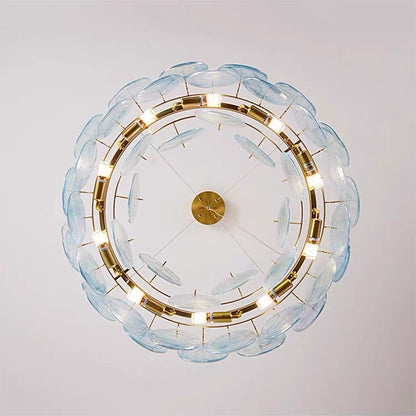 Chandelier Romantic Murano Glass Disc, Pink / Green