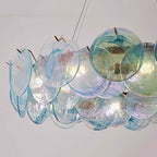 Chandelier Romantic Murano Glass Disc, Pink / Green