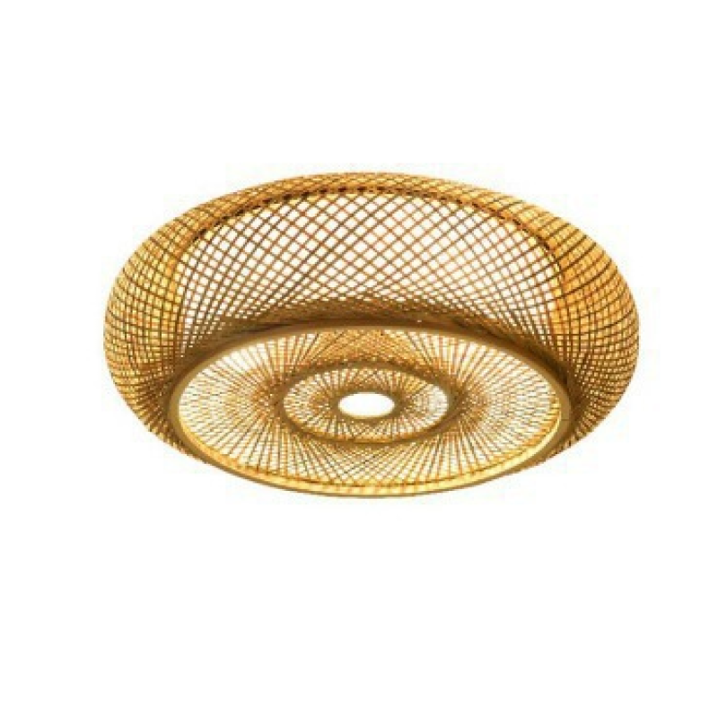 Muto Rattan Woven Rustic LED Flush Mount Ceiling Light