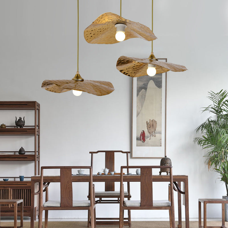Arisha Natural Lotus Leaf Metal Pendant Light