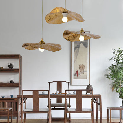 Arisha Natural Lotus Leaf Metal Pendant Light