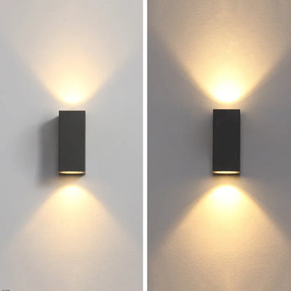 Tavon Minimalist Metal Square Outdoor Wall Lamp, Black