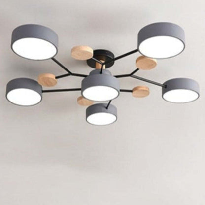 Arisha Ceiling Light, Wood Round for Living Room