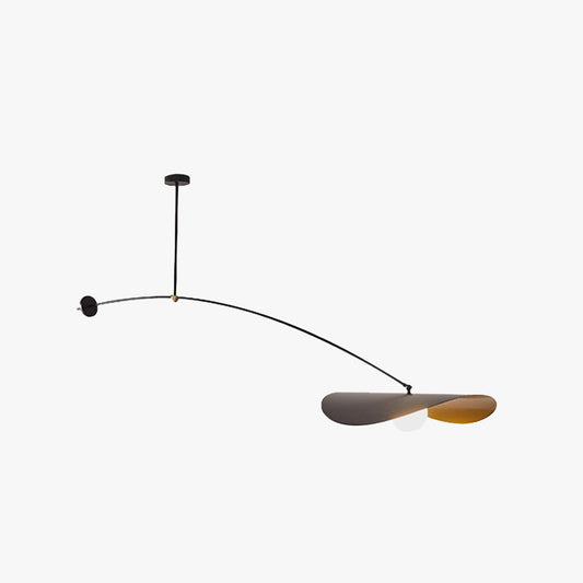 Arisha Minimalist Lotus Leaf Shaped Metal Pendant Light, Black/Gold