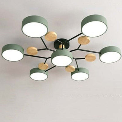 Arisha Ceiling Light, Wood Round for Living Room