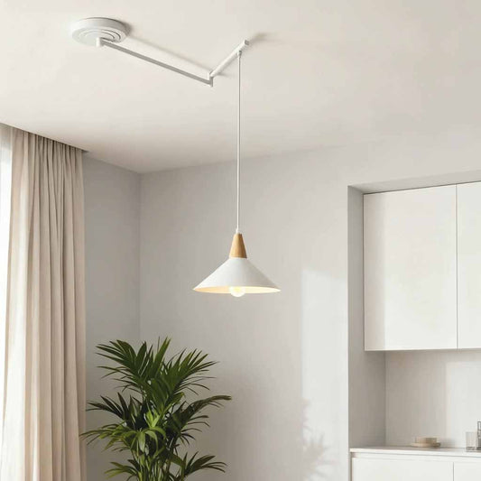 Adjustable Swing Arm Cone Pendant Light