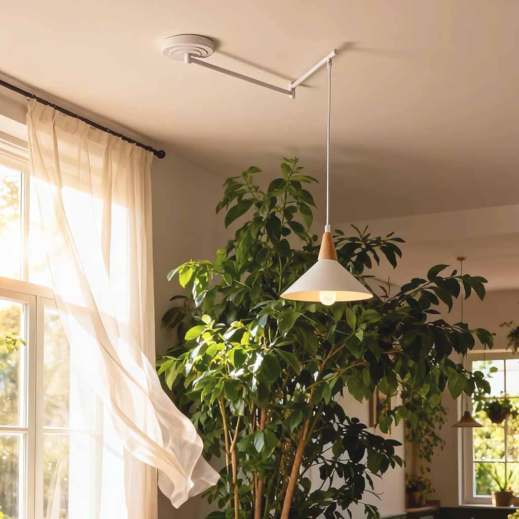 Adjustable Swing Arm Cone Pendant Light