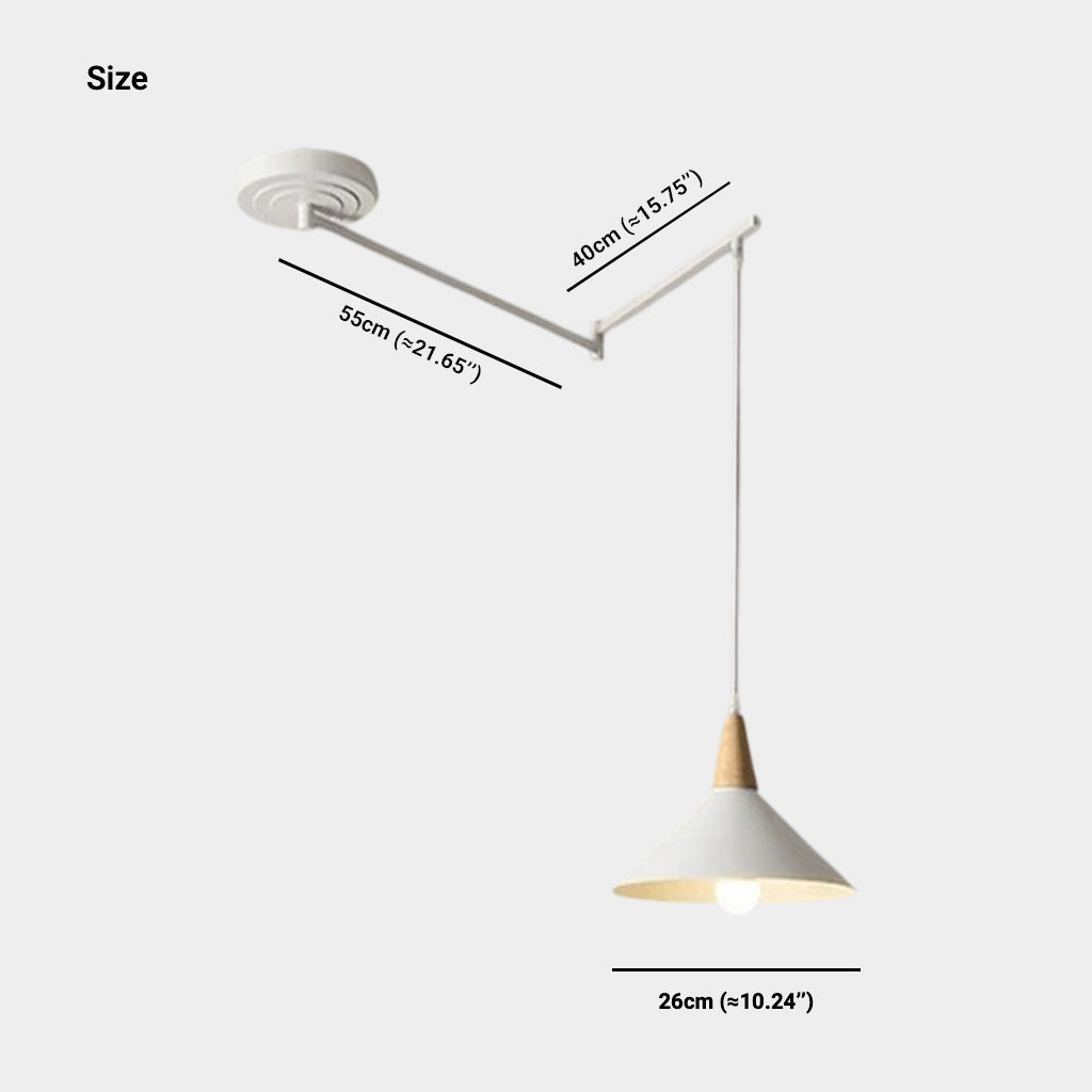 Adjustable Swing Arm Cone Pendant Light
