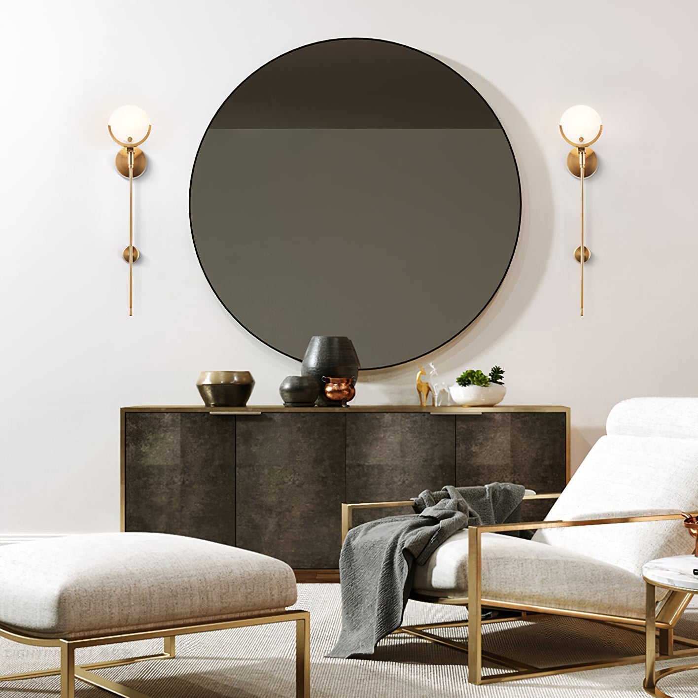 Bravi Brass Sconce Alabaster