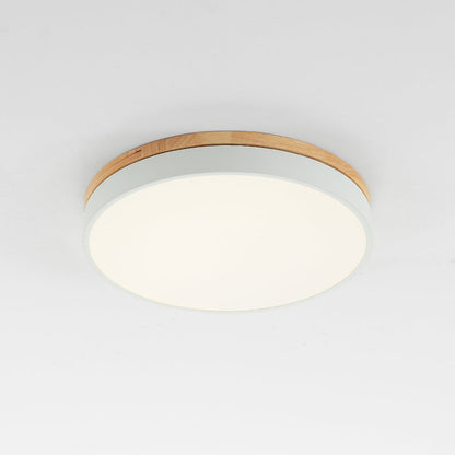 Aria Nordic LED Round Flush Mount Ceiling Light Wood Color