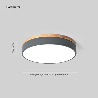 Aria Nordic LED Round Flush Mount Ceiling Light Wood Color