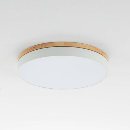 Aria Nordic LED Round Flush Mount Ceiling Light Wood Color