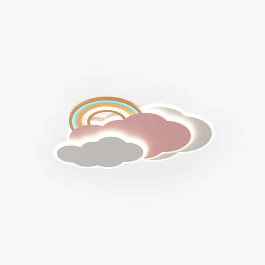 Aria Modern Cloud/Rainbow Flush Mount Ceiling Light Pink/White
