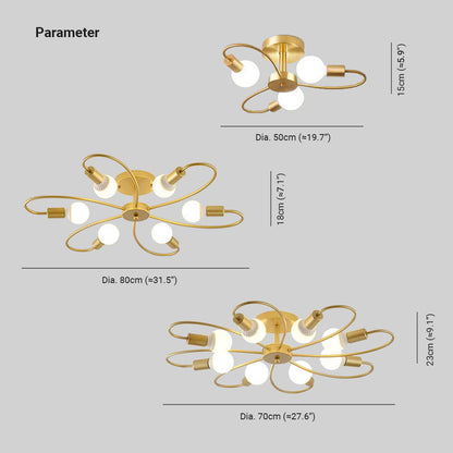 Valentina Modern Metal Flush Mount Ceiling Light, Black/Gold