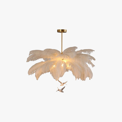 O'Moore Ostrich Contemporary Elegant Feather Chandelier, White