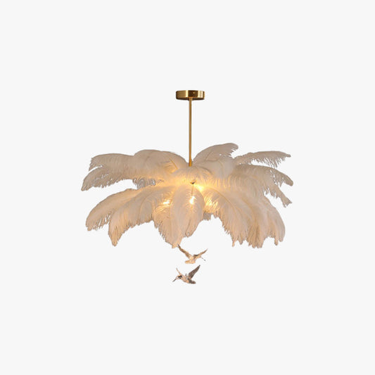 O'Moore Ostrich Contemporary Elegant Feather Chandelier, White