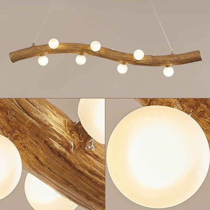 Branch Pendant Light Glass Globe Wavy Line