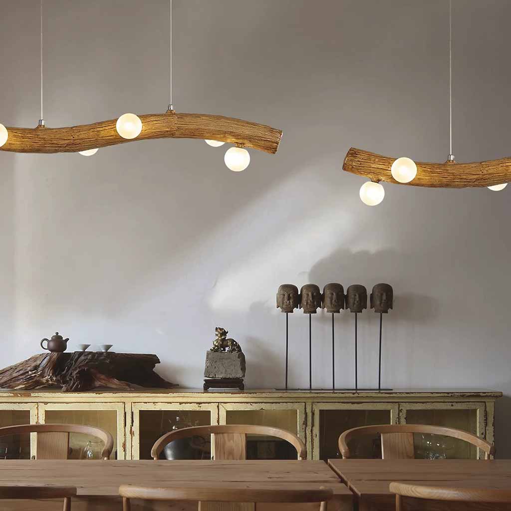 Branch Pendant Light Glass Globe Wavy Line