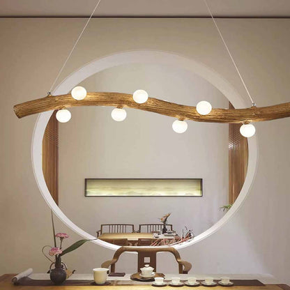 Branch Pendant Light Glass Globe Wavy Line