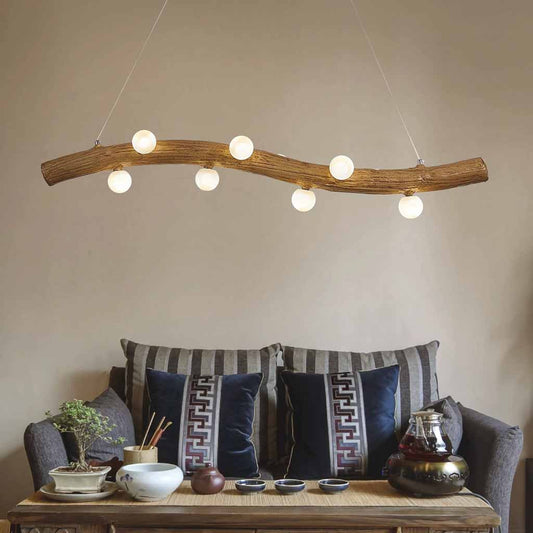 Branch Pendant Light Glass Globe Wavy Line