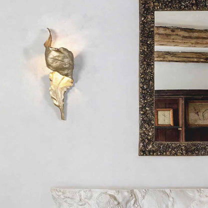 Brass Leaf Wall Lamp Antique Handmade Wall Light