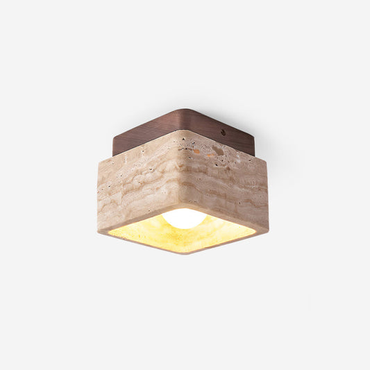 Vellin Travertine Square Flush Mount Ceiling Light