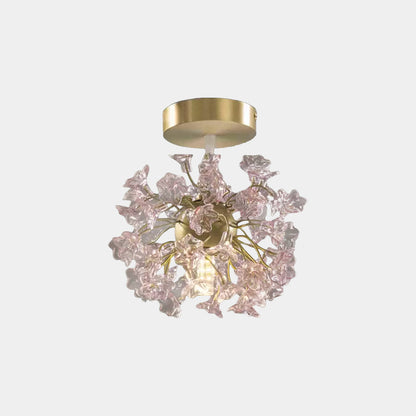 Ceiling / Pendant Light French Floral Brass Crystal