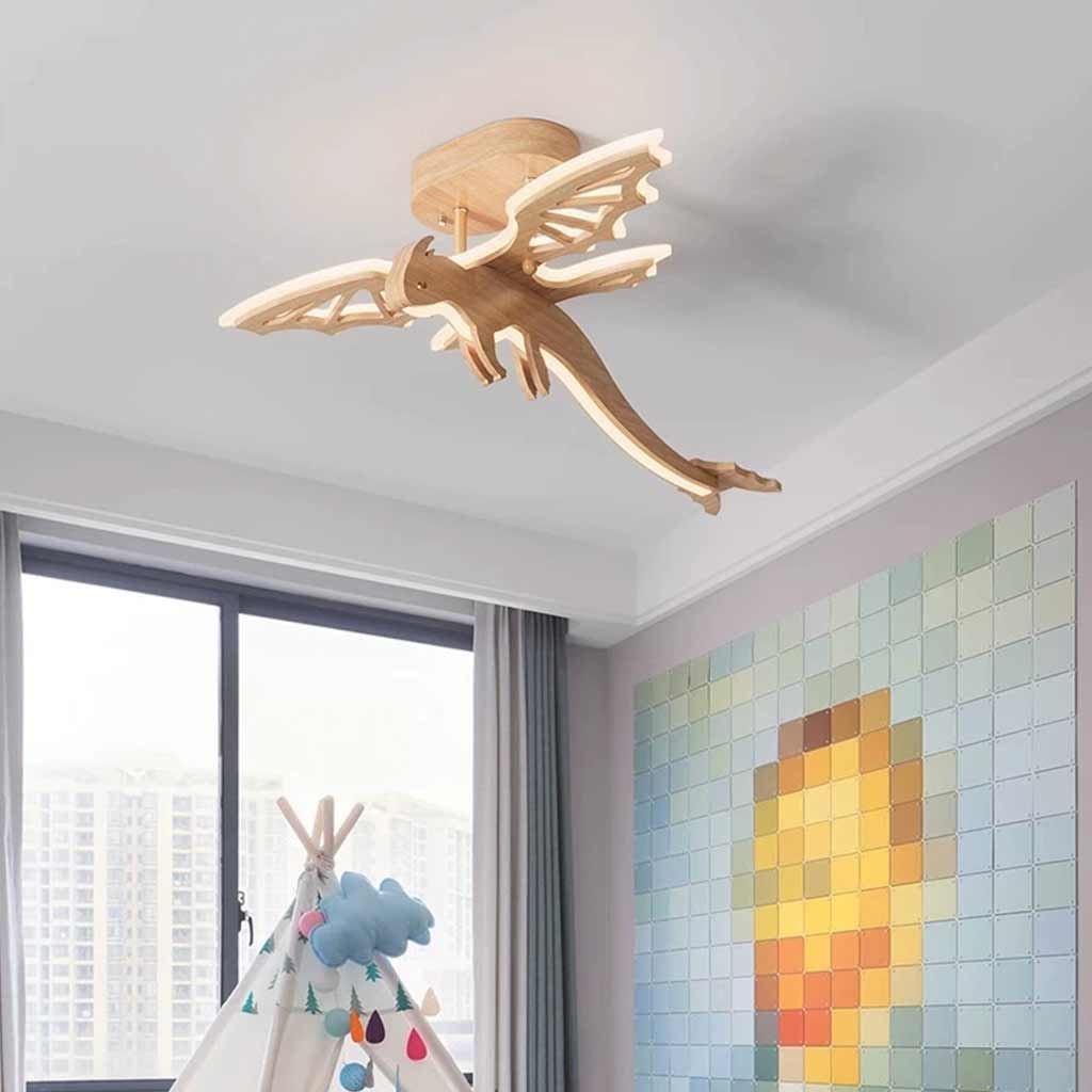 Ceiling Light Wood Dinosaur LED Dimmable for Kids Room